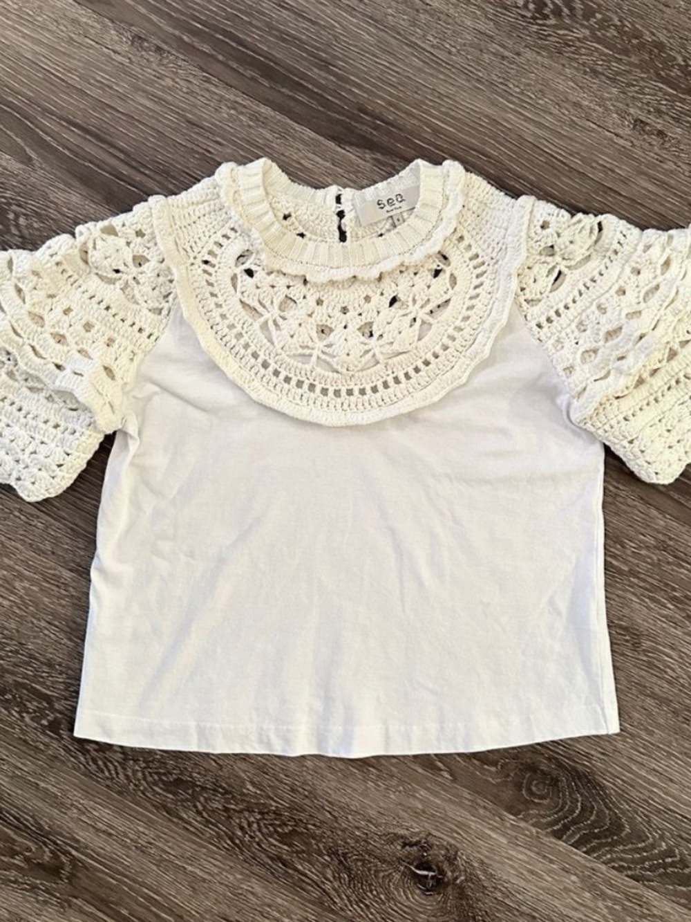 Sea White Cotton Blend Top with Brand Tag - Picture 5 of 6